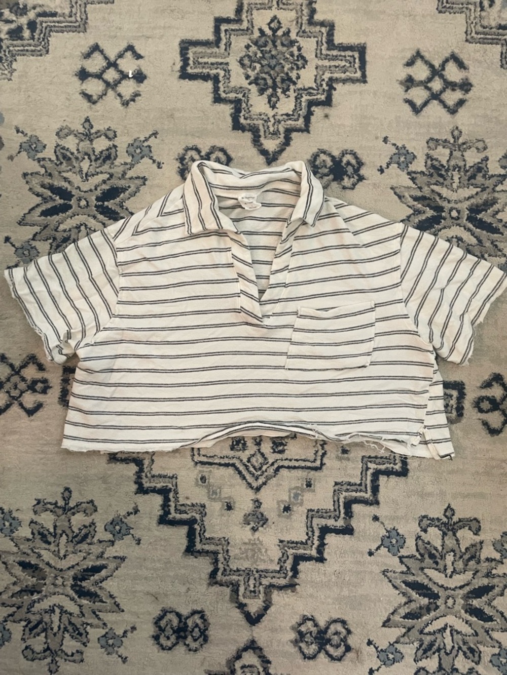 By Together Striped Cropped Polo Top